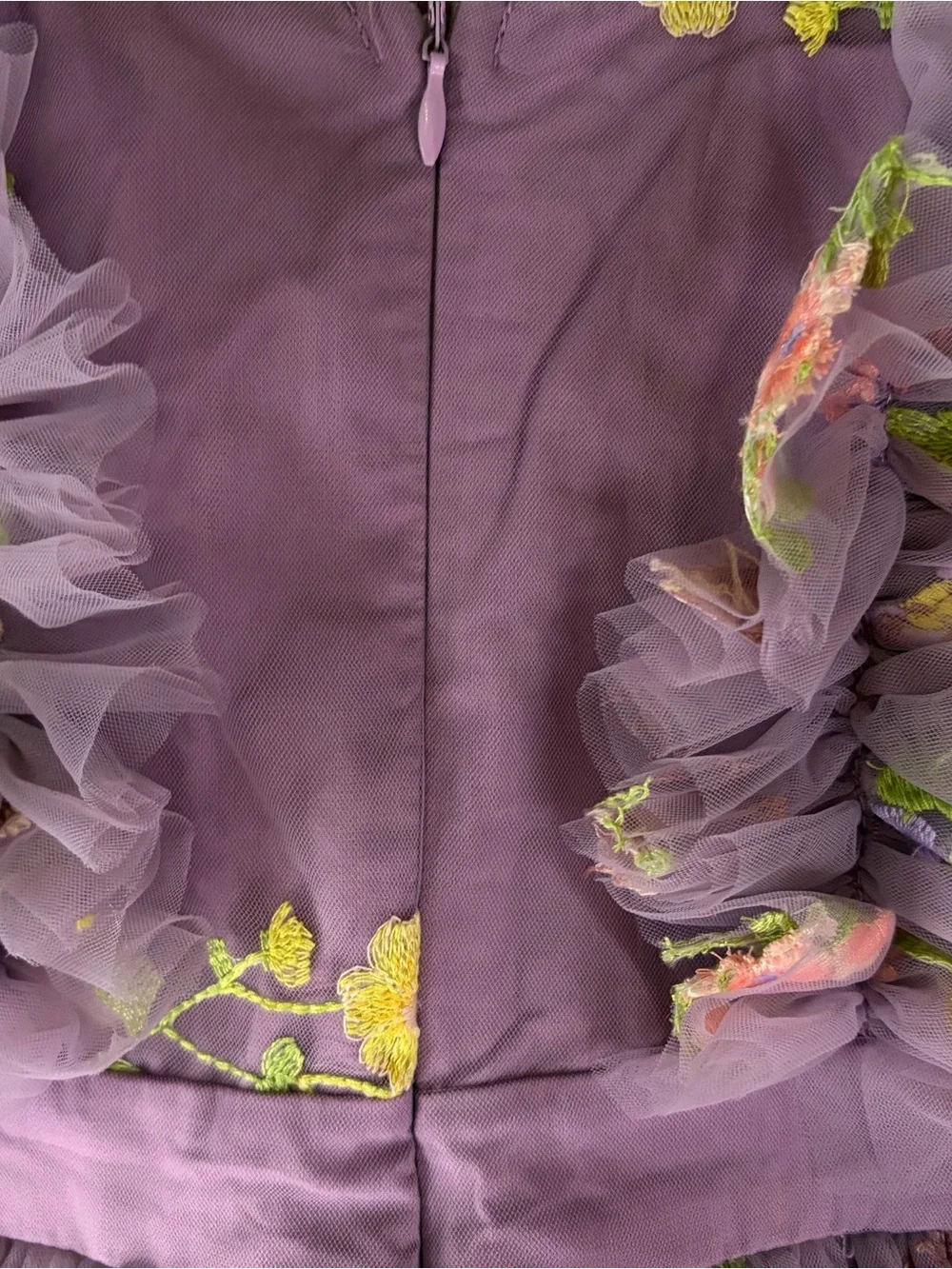 IMEKIS Girls Purple Embroidered Tulle Floral Dress Size 80 12M NWT